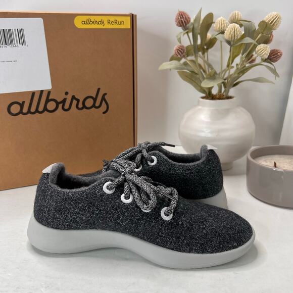 Women Allbirds Wool Runner Lace-up Sneakers Gray Athletic Low Top Women 7 NWB
